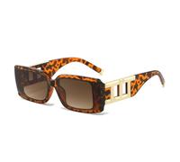 QSYJCCXD Lunettes de soleil rectangulaires tendance pour femmes et hommes, style léopard, décoration dorée, verres dégradés, monture en polycarbonate UV400, c2, Taille unique