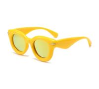 QSYJCCXD Lunettes de soleil rondes pour femme - Lunettes de soleil tendance punk Hip Hop, C7 Jaune, Taille unique