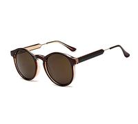 QSYJCCXD Lunettes de soleil rondes rétro pour femme et homme - Design transparent, C2 Marron Marron, Taille unique