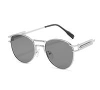 QSYJCCXD Lunettes de soleil rondes tendance rétro mode petit cadre printemps double faisceaux vintage punk lunettes de soleil luxe uv400, c6, Taille unique