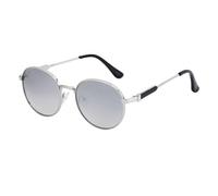 QSYJCCXD Lunettes de soleil rondes vintage avec monture en métal pour homme et femme, C2 Argent, Taille unique