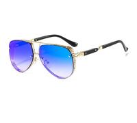 QSYJCCXD Lunettes de soleil vintage gothique steampunk femmes rétro métal punk nuances hommes UV400, Bleu Miroir, Taille unique