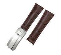 QSYJCCXD Metal End Bracelet en cuir véritable pour Daytona Sub Submariner GMT Master Yacht Watch Strap Store Blue Black Band 17,5-18,5 cm, Boucle marron, 20mm Golden