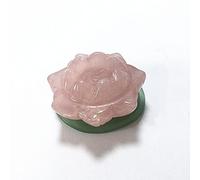 QSYJCCXD Natural Rose Quartz Lotus Flower Aventurine Base Green Lotus Leaf Ornement Gift, Rose