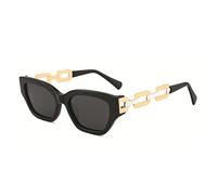 QSYJCCXD Nouveau 2025 chat yeux d'or clown lien temple lunettes de soleil femme cadre acétate couleur polarisée sur UV 400 femelle, schwarz grau, taille unique
