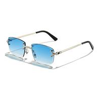 QSYJCCXD Nouveau 2025 Gradient Lens Metal Sunglasses Men Femmes Femmes Small Small Lunes pour Hommes sans Fram