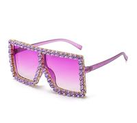 QSYJCCXD Nouveau 2025 Lunettes de Soleil Femmes surdimensionnées Diamond Men Hingestone Sun Glashes Lady Eyewear UV400