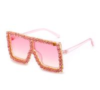 QSYJCCXD Nouveau 2025 Lunettes de Soleil Femmes surdimensionnées Diamond Men Hingestone Sun Glashes Lady Eyewear UV400