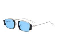 QSYJCCXD Nouveau 2025 Lunettes de Soleil Punk carrés Hommes Vintage Small Polygonal Frame Soleil Soleil Femmes UV400 Streetwear de Mode