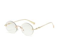 QSYJCCXD Nouveau 2025 Lunettes de Soleil sans Cadre féminine Retro Round Gradient Metal Lunes Men de Protection Solaire à Conduite en Plein air