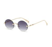 QSYJCCXD Nouveau 2025 Lunettes de Soleil sans Cadre féminine Retro Round Gradient Metal Lunes Men de Protection Solaire à Conduite en Plein air