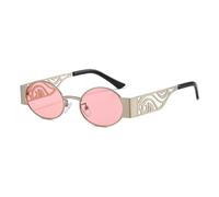 QSYJCCXD Nouveau 2025 Lunettes de Soleil Steampunk Men Femmes Vintage Small Oval Retro Sun Verres Punk Metal E EOBLESSES UV400