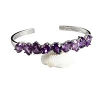 QSYJCCXD NOUVEAU 2026 STERLING Silver 925 Bangle pour femmes Bracelet Fine Bijoux Bracelet Purple Waterdrop Pear Wedding Wedding Saint Valentin Gift Ajustement Decoration Luxury Best