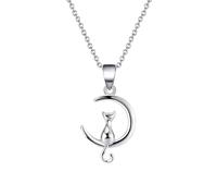 QSYJCCXD Nouveau collier de chat 2026 pour femmes 925 Sterling Silver Pendant Pull Chain de cou Kitty sur lune Cadeau commémoratif Pet Bijoux Sn271 Bijoux Fashion Accessoires Créative Gift