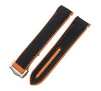 QSYJCCXD Omega Planet Ocean Seamaster Diver 300 Silicone Ratch Store Raving Band en cuir et caoutchouc 19 20 mm 22 21 mm Watchs Watchs, Caoutchouc noir/orange, 21mm