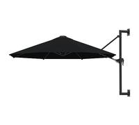 QSYJCCXD Parasols de jardin à monter au mur avec tige en métal 300 cm Noir Protection contre l'eau de plage Protection contre le vol en U Facile à ouvrir et à fermer Parasol d'extérieur Parasol