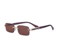 QSYJCCXD Petit Rectangle Lunettes de Soleil sans riminaires Hommes Luxe de Soleil sans Cadre Nuances