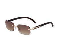 QSYJCCXD Petites lunettes de soleil rectangulaires sans monture pour femmes et hommes de luxe, vintage, nuances en métal, lunettes d'extérieur classiques UV400, C2Dégradé marron, Taille unique