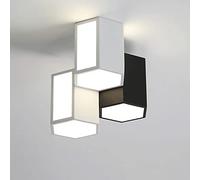 QSYJCCXD Plafond LED, 24W Plafond Moderne Lampe à Plafond Acrylique Chandelier Mount, Black + White Geométrique Dimmable Plafond Éclairage