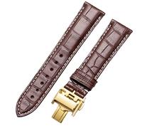 QSYJCCXD Pour montre originale bracelet en cuir véritable mâle papillon boucle bracelet homme et femme, 22mm