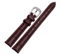 QSYJCCXD pour Toute Bande de Montre en Cuir de Marque pour Les Filles et l'étudiant Crocodile Grain Band 10 12 14 16 18 mm Brun Noir Rouge Bleu Bleu