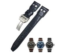 QSYJCCXD Rivets de 20 mm Rivets en cuir authentique ajustement pour IWC Big Pilot Watch IW3777 STRAP DE CUIR DE CALFSKIN