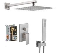 QSYJCCXD Robinets de Douche Set Système de Douche en Nickel brossé Complet avec Pomme de Douche de Pluie et Douche à Main, Combinaison de Douche de Salle de Bain Murale Régo