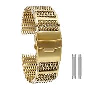 QSYJCCXD Sangle de montre Universal en acier inoxydable Bandoues de montre de 20 mm 22 mm 24 mm en or/rose Sangle de poignet de remplacement bleu avec fermoir pliant avec bracelet de sécurité