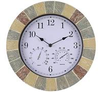 QSYJCCXD State de décoration intérieure extérieur Horloge Murale résistante aux intempéries, 14 Pouces Corloges murales de Jardin Ornements de Jardin en résine extérieur extérieur, Timing précis avec