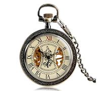 QSYJCCXD Steampunk Romain nombres mécaniques de Poche de Bronze Montre Un modèle de Squelette Simple Squelette Exquis