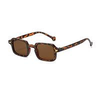 QSYJCCXD UV400 Hommes Femmes Léopard Bleu Lunettes de Soleil Rétro Rivets Décoration Dégradé Nuances Mode Carré Earwear, Thé léopard, Taille unique