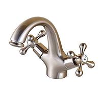 QSYJCCXD Vanité de Salle de Bain Barn Tap Retro Brass Waterfall Spiral Double Lever Une The Robinet de lavabo en Or et à l'eau Froide Polie