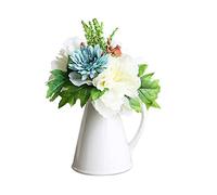 QSYJCCXD Vase de fleurs artificielles en verre - Bouquet d'hortensia en soie - Bouquet de fleurs artificielles naturelles - Décoration de mariage, centre de table, bureau, décoration de fête de