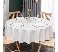 QSYT Nappe PVC Nappe Toile cirée Nappe Ronde Nappe cirée Nappe Lavable vrilles Baroque Arabesque-blancØ 160 cm / 62,99 in