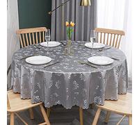 QSYT Nappe PVC Nappe Toile cirée Nappe Ronde Nappe cirée Nappe Lavable vrilles Baroque Arabesque-grisØ 140 cm / 55,11 in