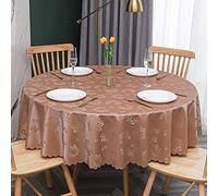 QSYT Nappe PVC Nappe Toile cirée Nappe Ronde Nappe cirée Nappe Lavable vrilles Baroque Arabesque-marronØ 180 cm / 70,86 in