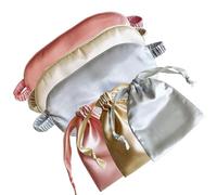 QSYW Lot de 3 masques de sommeil en soie pour dormir - Masque en satin pour les yeux - Sac de rangement en soie mélangée 1