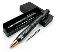 QSZ Bolt Action Stylo à Bille Personnalisé avec Nom Stylo D'écriture de Bureau Rétractable Stylo En MéTal Personnalisé Cadeau Pour Homme Mari Petit Ami Grand PèRe (Stylo de gravure - 2)