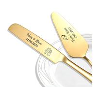 QSZ Ensemble de Couteaux à Gâteau de Mariage Personnalisé Couteaux en Acier Inoxydable Gravés et Personnalisables Cadeau pour Mariage Anniversaire Noël (Ensemble deux pièces - 2)