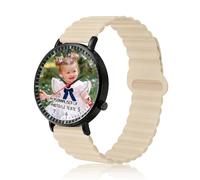 QSZ Montre Infirmiere pour Blouse Personnalisée avec Photo Texte Montre Trotteuse Infirmière Personnalisé avec Bracelet en Silicone Cadeau pour Femmes Aides Soignantes et Étudiants Infirmiers