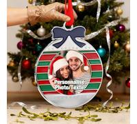 QSZ Ornements de Noël Personnalisés 2025 avec Photo Texte Boules de Noel personnalisées Premier Cadeau de Noel pour Maman Papa Amis Amours (Boules de Noel personnalisées)