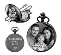 QSZ Personnalisable Vintage Montre a Gousset Homme Personnalisables Texte Photo Personnalisé Montres de Poche et Goussets pour Papa Petit Ami Meilleur Homme (Montre a Gousset Photo 3)