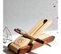 QSZ Personnalisé Stylo à Bille En Bois Avec Nom Texte Stylo De Signature Classique Cadeau Pour Enseignants Camarades De Classe CollèGues EmployéS Famille Et Amis (Stylo Bois 3)