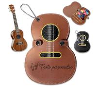 QSZ Un étui à Médiators en Cuir Personnalisé, Gravé de Votre Logo/Nom, est Un pour Les Passionnés de Guitare, Les Petits Amis, Les Jeunes Diplômés, la Fête des Pères et Noël (Noir)