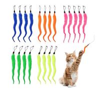 QSZHSL 20 Pièces Jouets de Rechange Interactifs pour Chat avec Clochettes, Jouet de Chat, Furry Tail Worm avec Bell Interactive Cat Chaser Toys, Kittens Wand Recharges Pièces jointes