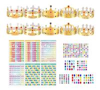 QSZHSL 22 Pièces Ensemble de Fête, Chapeau de Couronne DIY avec Gem Bijoux Alphabet Numéro Lettre Autocollants pour Anniversaire