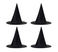 QSZHSL 4 Pièces Chapeau Sorcière Noir, Chapeaux de Sorcière d'halloween, Chapeau de Sorcier Pliable pour Halloween, Cadeaux de Fête Déguisement de Festival (4 Pièces)