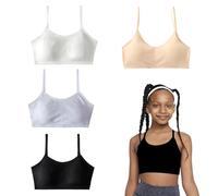 QSZHSL 4 Pièces Soutiens-Gorge pour Filles, Brassières Soutiens-Gorge de Sport Fille en Coton, Bra Gilet sous-vêtements Bustier Fille 8 à 14 Ans (FR/ES, Âge, Taille Unique, Taille Normale, 4 Pièces)