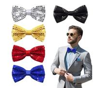 QSZHSL 5 Pièces Noeud Papillon Homme avec Paillettes, Cravate Paillettes, Party Cravate, Noeud Papillon Paillette Homme, Accessoire Brillant, Pour Dîners, Spectacles, Mariages, Fêtes (5 Pièces)