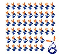 QSZHSL 50 Paires Bouchons d'oreille en Silicone Réutilisables avec Cordon, Protection Auditive avec Réduction du Bruit pour Sommeil, pour Dormir, Travail, Voyage, Travaux de Construction (50 Paires)